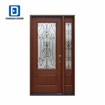 Fangda iron grille exterior house doors with one sidelight